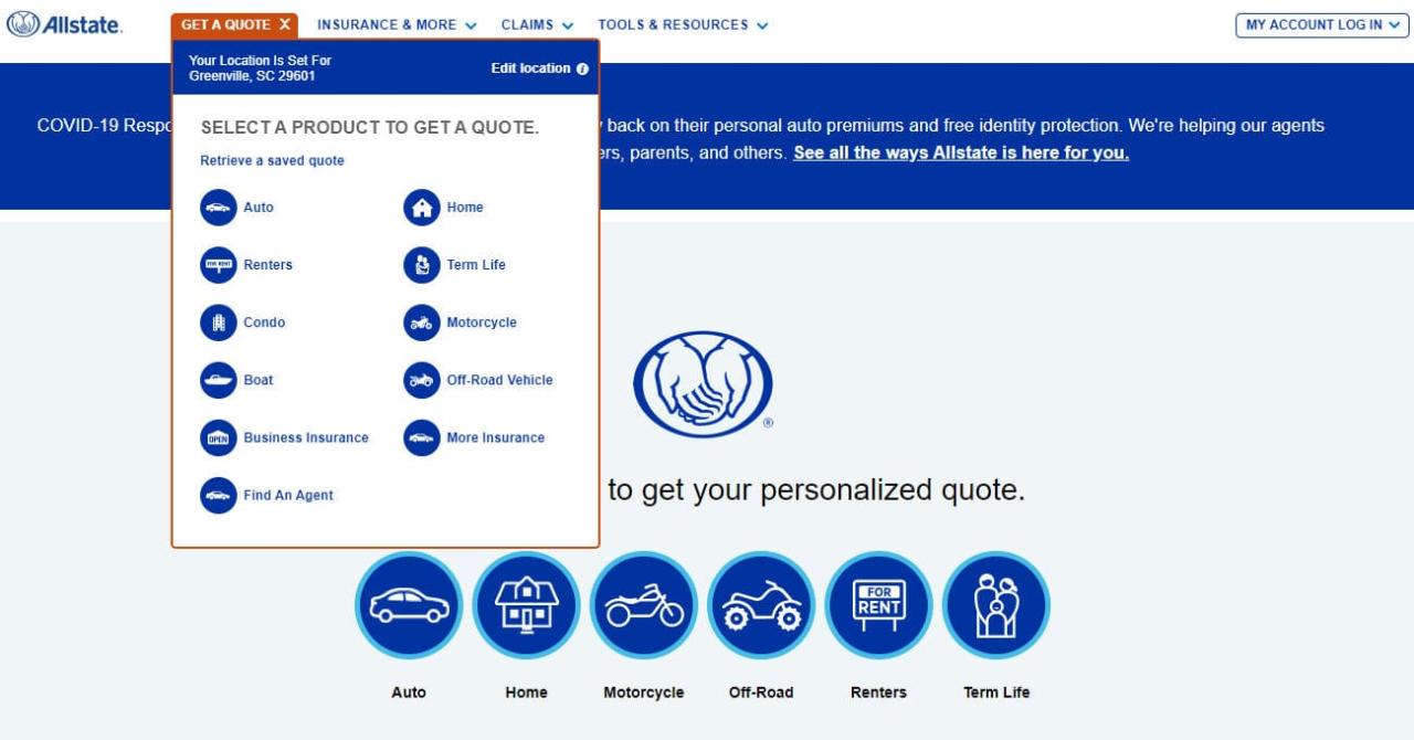 Allstate car insurance quote